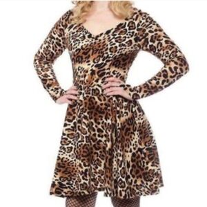 Leopard Print Cotton Midi Dress - Brown Animal Print